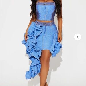 Blue Ruffled Women's Skirt